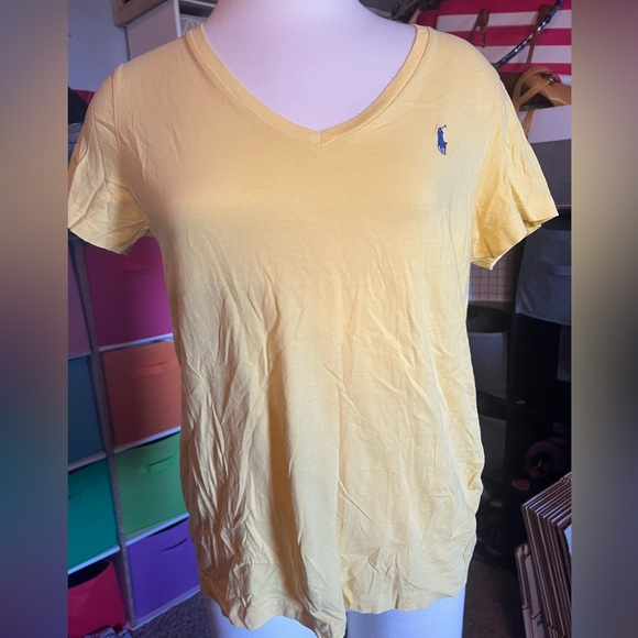 Ralph Lauren Soft Yellow V-Neck Tee - Picture 1 of 4